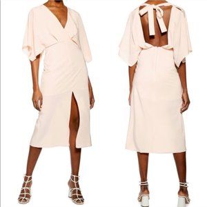 Topshop Midi Dress Blush Size UK 10 (Medium)